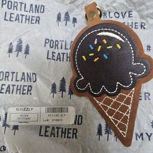 Portland Leather Brown Ice Cream Cone Keychain